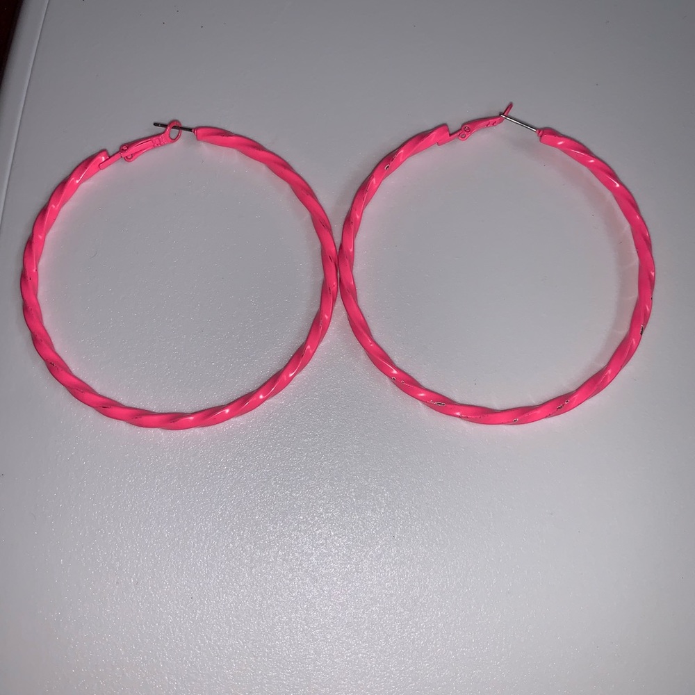 Hot pink hoop earrings